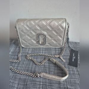 Marc Jacobs Silver Quilted Crossbody Bag